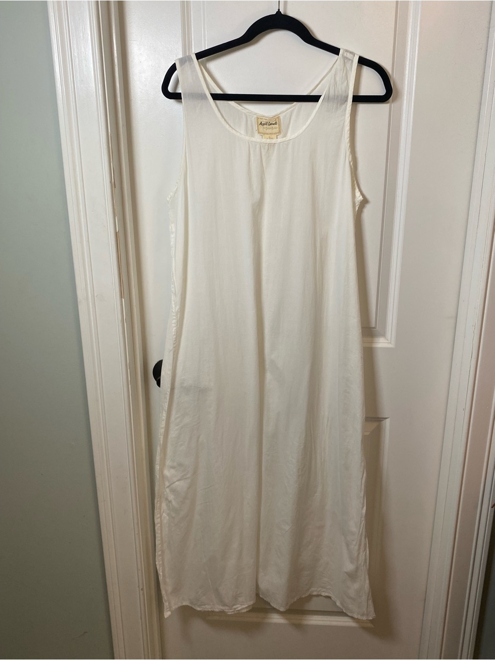 Vintage April Cornell Lightweight Cotton White Sleeveless Slip Dress/Nightgown - Picture 2 of 5